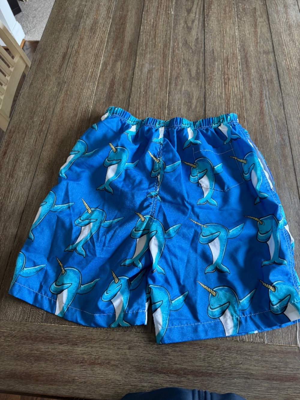 Dabbing Narwhal Swim Trunks Blue Funny Print Mesh Lined Size Medium